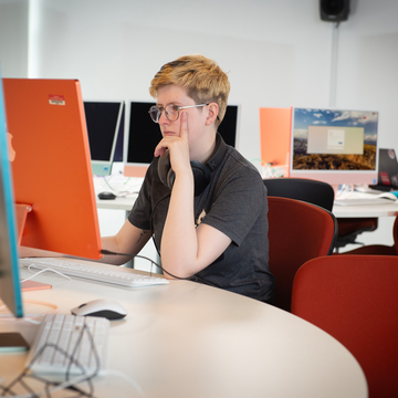 Student working on computer