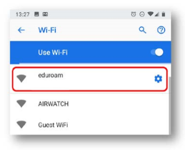 Connecting to Wi-Fi on an Android screenshot