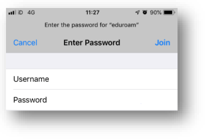 Connecting to Wi-Fi on Apple iOS screenshot