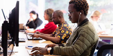 Students working on computers