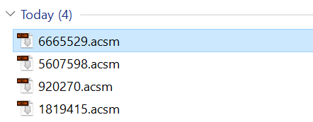 Screenshot of files with a .acsm extension