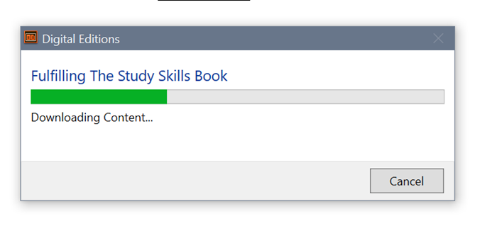 Screenshot of Digital Editions loading an ebook