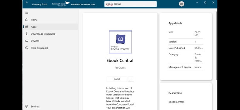 A screenshot of the Company Portal