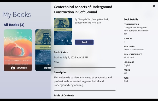 A screenshot of the Ebook Central App