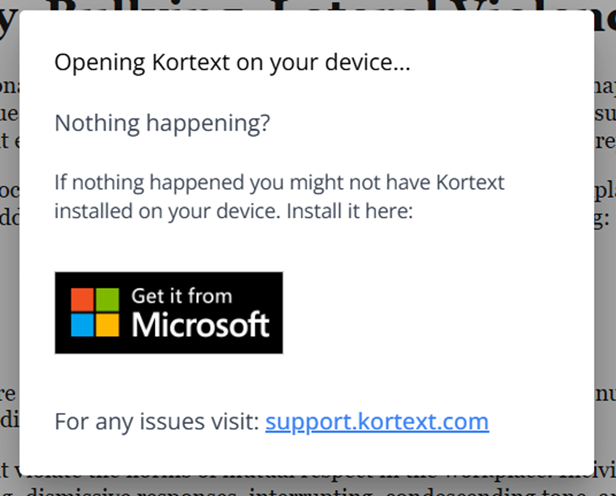 Image showing choosing Kortext app for Microsoft or Apple