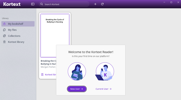 Image showing welcome to Kortext reader