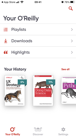 Phone screenshot of O'Reilly app