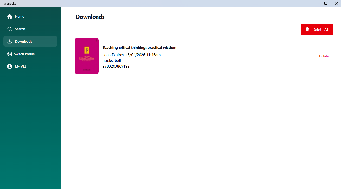 Screenshot of the VLEbooks App