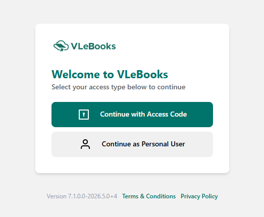 Screenshot of VLEbooks app
