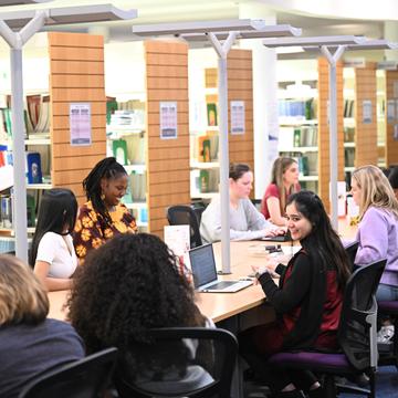 Students at desks in Craiglockhart Library