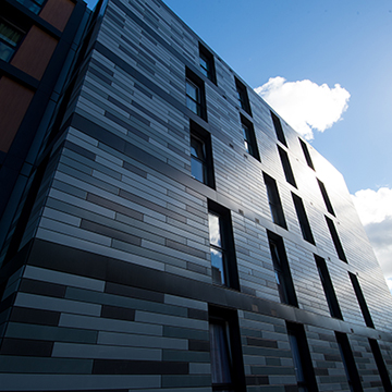 Outside of Bainfield accommodation building in sunlight