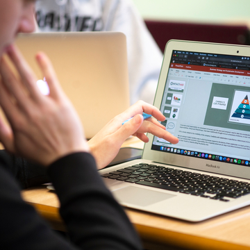 Student using laptop