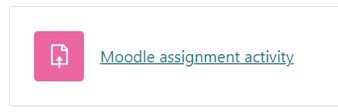 Screenshot showing the "Moodle assignment activity" link. 