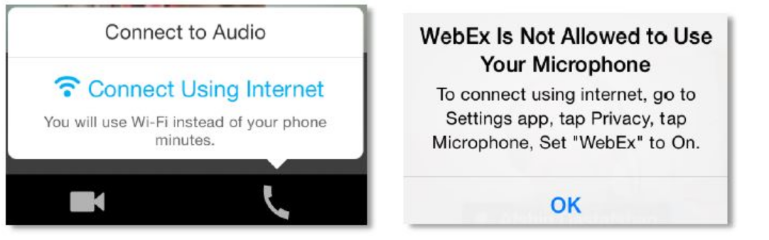 Webex audio troubleshooting screenshot. 