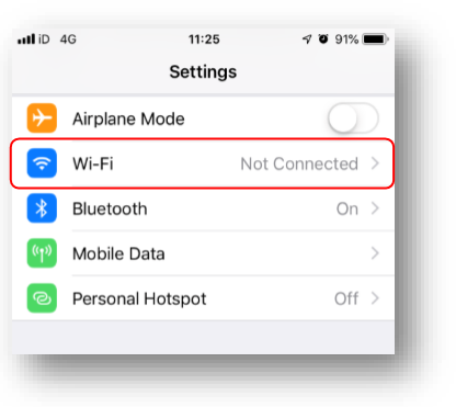 Connecting to Wi-Fi on Apple iOS screenshot