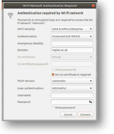 Connecting to Wi-Fi on Linux screenshot