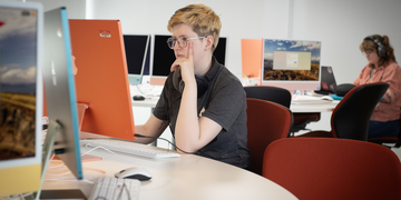 Student working on computer