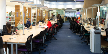 Image of interior of Craiglockhart Library, with students at desks