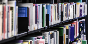 Library books on a shelf