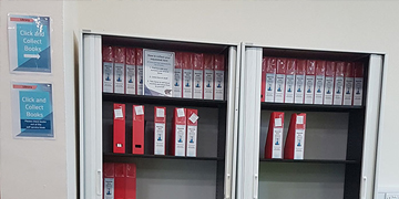 Merchiston Library Click and Collect shelves