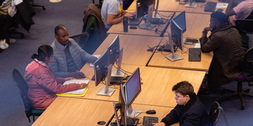 Students at computers in Craiglockhart Library