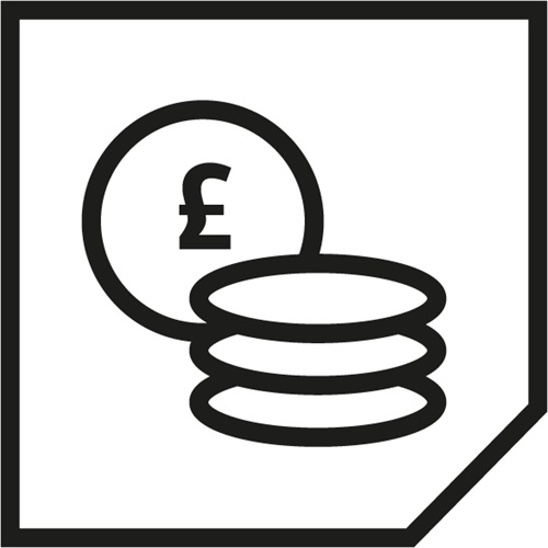 Stack of coins with a pound symbol in the top one