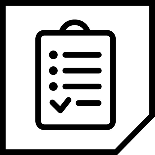 Bullet point checklist with a tick at the bottom