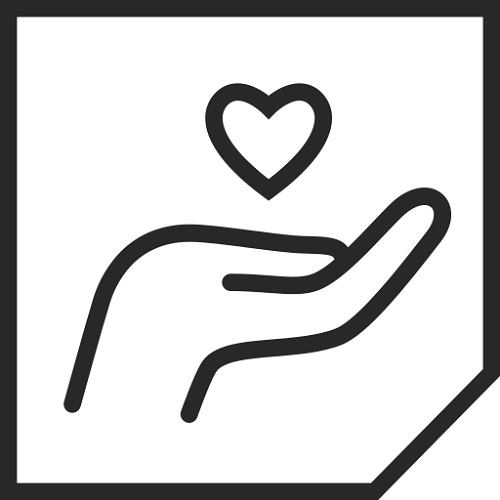 Hand holding a loveheart icon