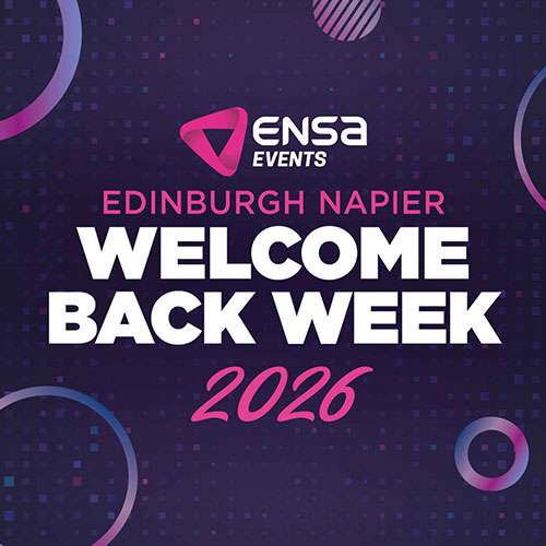 Purple graphic promoting ENSA's Welcome Back Week 2026